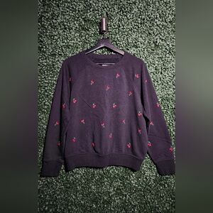 Women's Black Sweater with Red Cherry Embroidery (Matching Pants Sold Seperate)